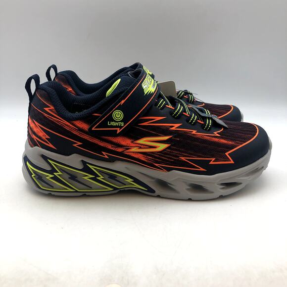 SKECHERS Boys Light Storm 2.0 Bolt Brights Sneakers Size 2.5 Orange Green NIB - Picture 3 of 11